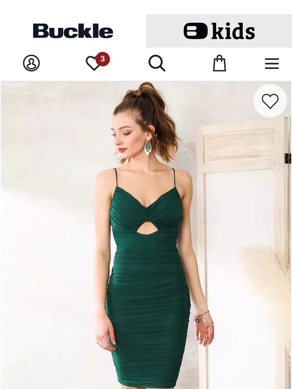 privy Emerald Green Ruched Mini Dress with Twist Front